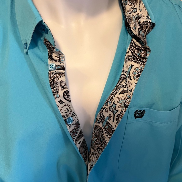 Cinch Men's Turquoise Button-Down Shirt - Picture 6 of 7